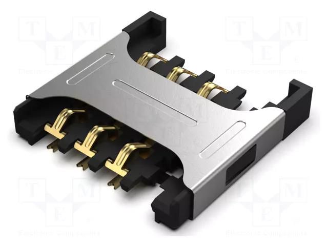 Connector: for cards; Micro SIM; push-pull; SMT; gold flash; PIN: 6 GCT SIM7050-6-0-00-A