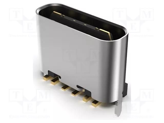 Connector: USB C; socket; SMT; PIN: 6; vertical; top board mount; 3A GCT USB4140-GF-0230-C