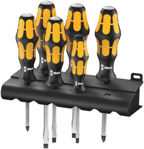 932/6 Screwdriver set Kraftform Wera: Chiseldriver and rack, 1 x PH 1x80; 1 x PH 2x100; 1 x 0.6x3.5x80; 1 x 0.8x4.5x90; 1 x 1.0x5.5x100; 1 x 1.2x7.0x125, Wera 05018282001