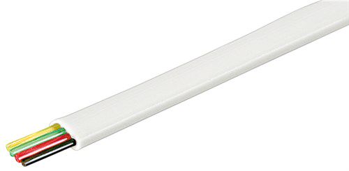 Telephone Flat Cable 4-core, 100 m Reel, AWG 28, CCA (copper-clad aluminium), white - copper-clad aluminium wire (CCA) 93305