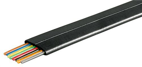 Telephone Flat Cable 8-core, 100 m Reel, AWG 28, CCA (copper-clad aluminium), black - copper-clad aluminium wire (CCA) 93308