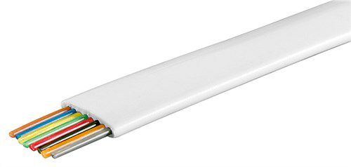 Telephone Flat Cable 8-core, 100 m Reel, AWG 28, CCA (copper-clad aluminium), white - copper-clad aluminium wire (CCA) 93309