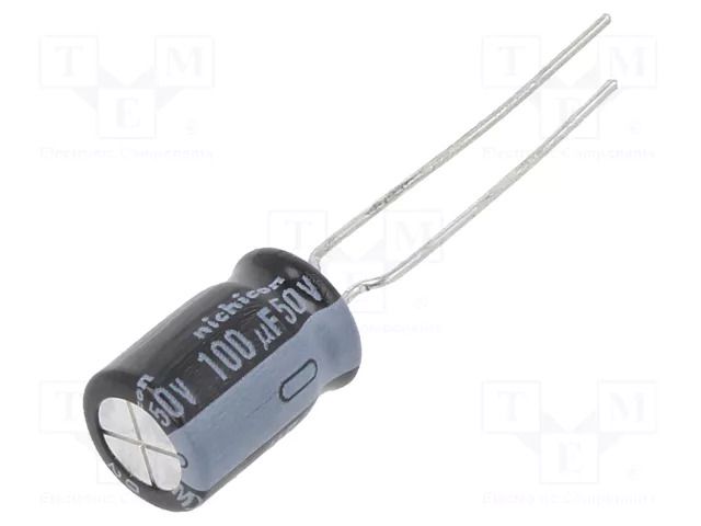 Capacitor: electrolytic; low ESR; THT; 100uF; 50VDC; Ø8x11.5mm NICHICON UHE1H101MPD1TA