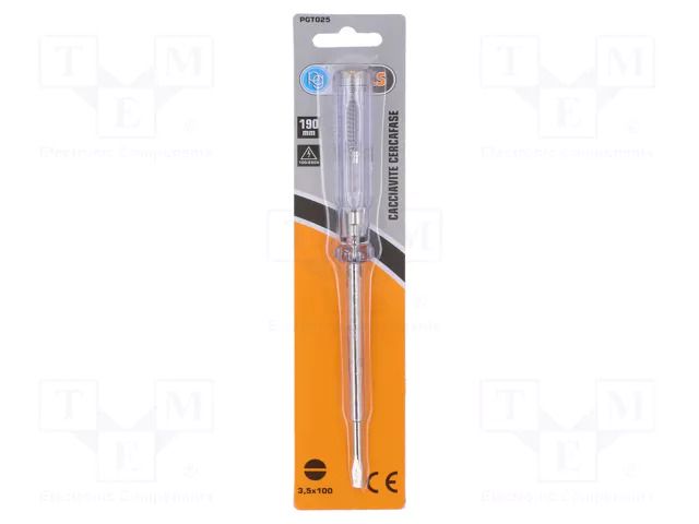 Voltage tester; insulated; 190mm; 100÷250VAC PG TOOLS PG-T025