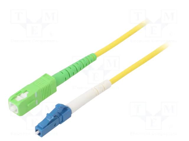 Fiber patch cord; OS2; LC/UPC,SC/APC; 10m; Optical fiber: 9/125um Goobay SCA-LCU/OS2-100YL