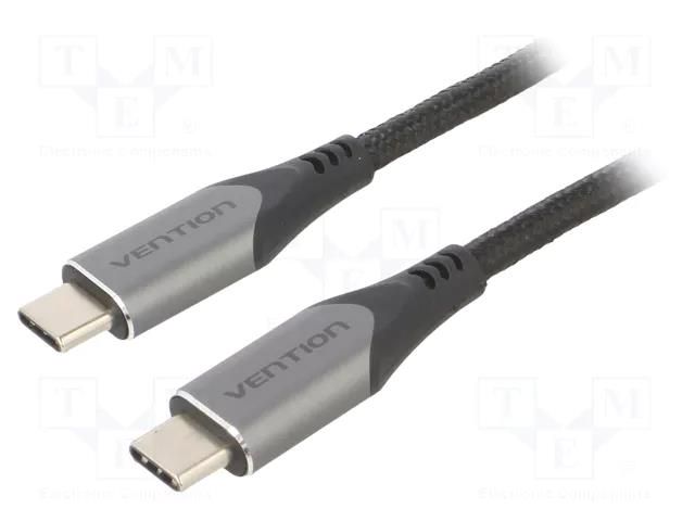 Cable; USB 3.1; USB C plug,both sides; 1m; black; Core: Cu,tinned VENTION TAAHF