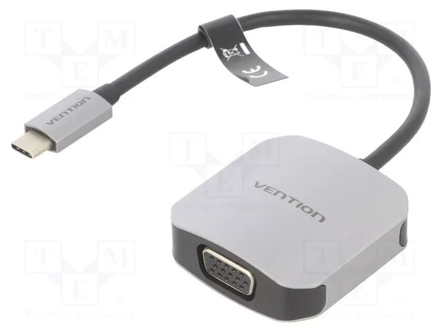 Converter; D-Sub 15pin HD socket,USB C plug; 0.15m; black VENTION TDFHB