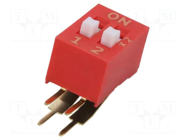 Switch: DIP-SWITCH; OFF-ON; 0.1A/50VDC; Pos: 2; -20÷85°C; THT; KAS E-SWITCH KAS2102E