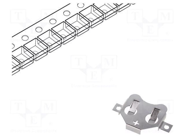 Holder; CR2020,CR2025,CR2032; Batt.no: 1; SMT; solder lugs; steel KEYSTONE KEYS3002TR