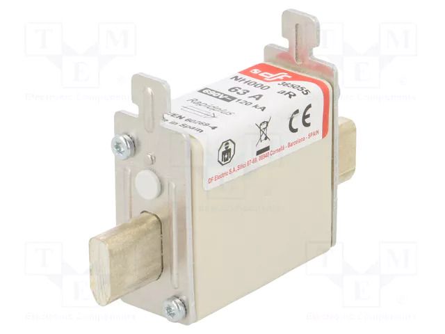 Fuse: fuse; 63A; 690VAC; 440VDC; aR; ceramic; NH000 DF ELECTRIC 365055