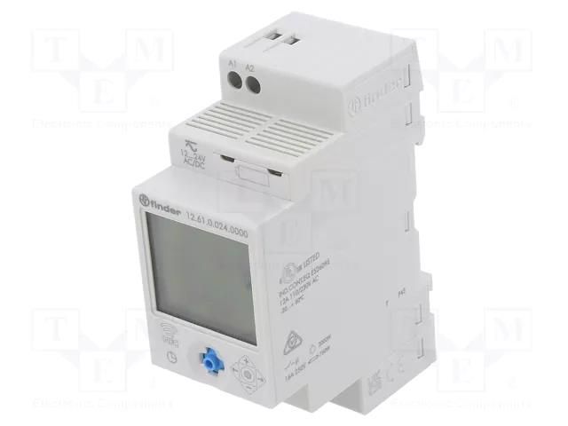 Programmable time switch; Range: 1min÷7days; SPDT; 12÷24VDC; IP20 FINDER 12.61.0.024.0000