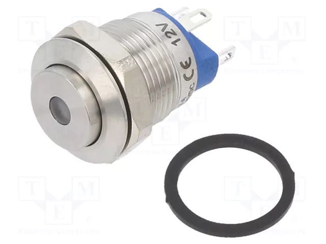 Switch: vandal resistant; Pos: 2; SPST-NO; 2A/36VDC; IP65; OFF-(ON) ONPOW GQ12-AH-10DJY12VS