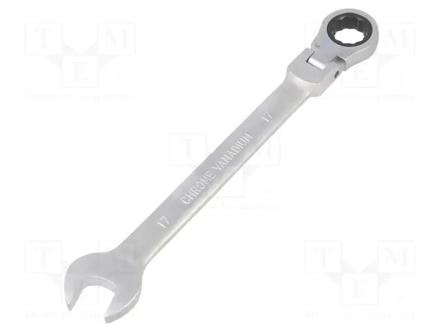 Wrench; combination spanner,with ratchet,with joint; 17mm PG TOOLS PG-T097