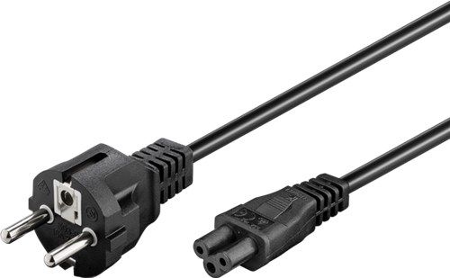 Mains Cable with Safety Plug, 1.8 m, black, (3*0.75 mm²), 1.8 m - safety plug hybrid (type E/F, CEE 7/7) > Device socket C5 93586