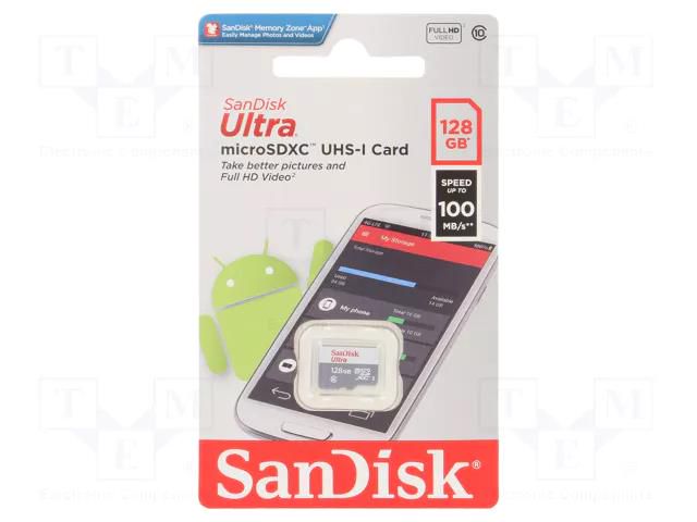 Memory card; Android; microSDXC; R: 100MB/s; Class 10 UHS U1 SANDISK SDSQUNR-128G-GN3MN