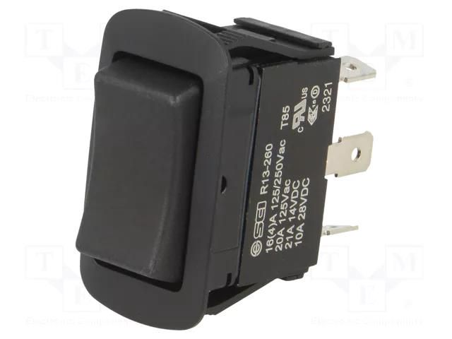 ROCKER; DP3T; Pos: 3; (ON)-OFF-(ON); 10A/28VDC; black; IP56; none SWITCH COMPONENTS SRB1-2G-DC-1-NN