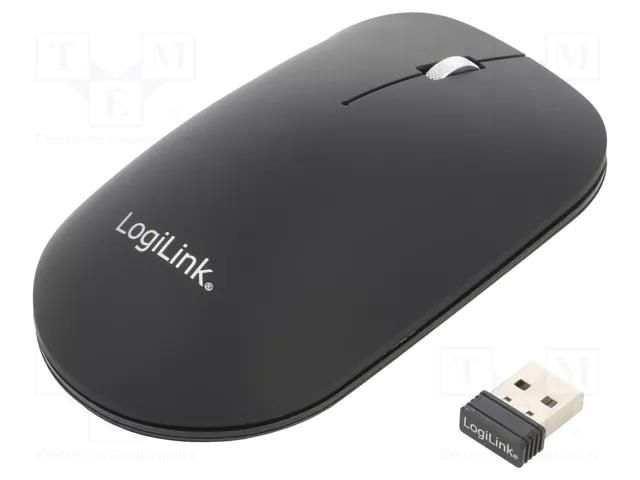 Mouse; black; USB A; wireless,optical; No.of butt: 3; 10m LOGILINK ID0210