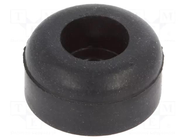 Screw fastened foot; H: 6.4mm; black; Dim: Ø12.7mm; Cutout: Ø3.2mm KEYSTONE KEYS720