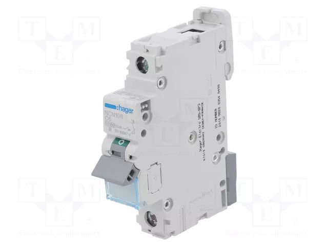 Circuit breaker; 230/400VAC; Inom: 6A; Poles: 1; Charact: C; 10kA HAGER NCN106