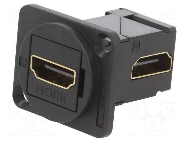 Coupler; HDMI socket,both sides; FT; gold-plated; 19x24mm; angled CLIFF CP30253