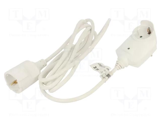 Extension lead; Sockets: 1; white; 3m; 16A LOGILINK LPS275