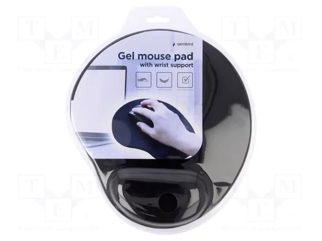 Pad; black; mouse,wrist; Features: gel; 220x240x4mm GEMBIRD MP-GEL-BK