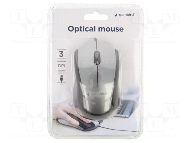 Mouse; black,grey; USB A; optical,wired; 1.35m; No.of butt: 3 GEMBIRD MUS-3B-02-BG