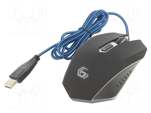 Mouse; black,blue; USB A; optical,wired; 1.3m; No.of butt: 6 GEMBIRD MUSG-001-B