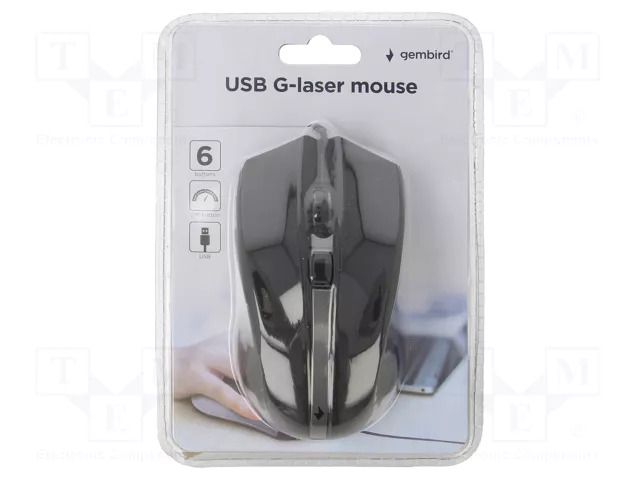Mouse; black; USB A; laser,wired; DPI change button; 1.8m GEMBIRD MUS-GU-02