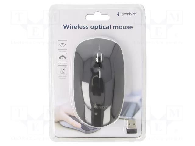 Mouse; black,silver; USB A; wireless,optical; No.of butt: 4; 10m GEMBIRD MUSW-4B-01