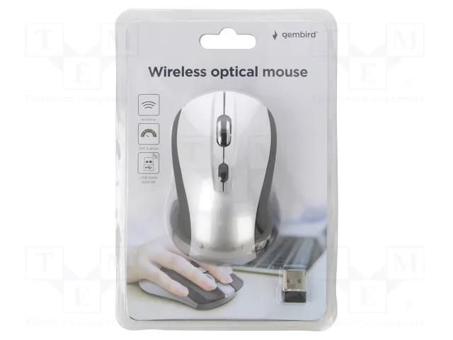 Mouse; black,silver; USB A; wireless,optical; No.of butt: 4; 10m GEMBIRD MUSW-4B-02-BS