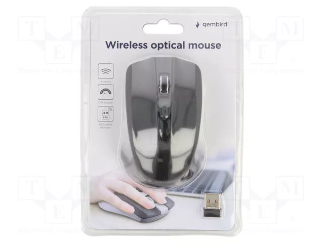 Mouse; black,black gloss; USB A; wireless,optical; No.of butt: 4 GEMBIRD MUSW-4B-04