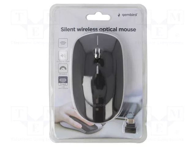 Mouse; black; USB C; wireless,optical; DPI change button; 10m GEMBIRD MUSW-4BSC-01