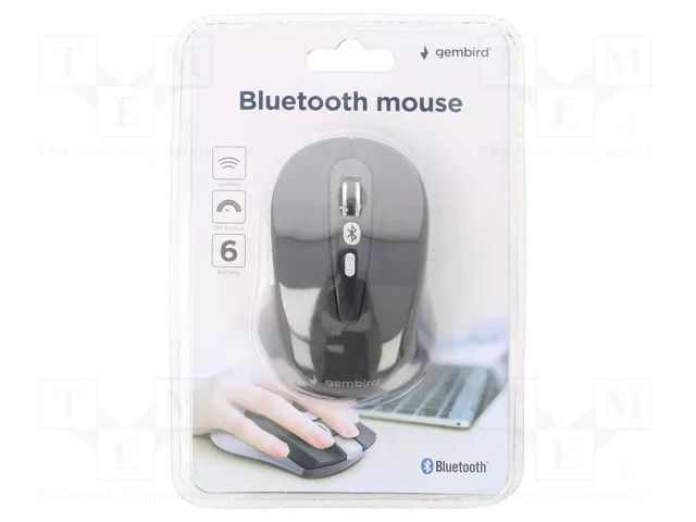 Mouse; black,silver; wireless,optical; DPI change button GEMBIRD MUSWB-6B-01