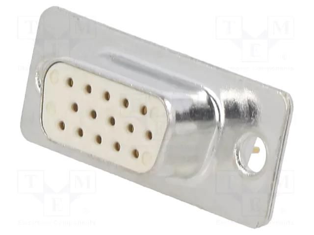 Connector: D-Sub HD; PIN: 15; socket; female; on PCBs; straight; THT Deltron AG HD-D15SY/2