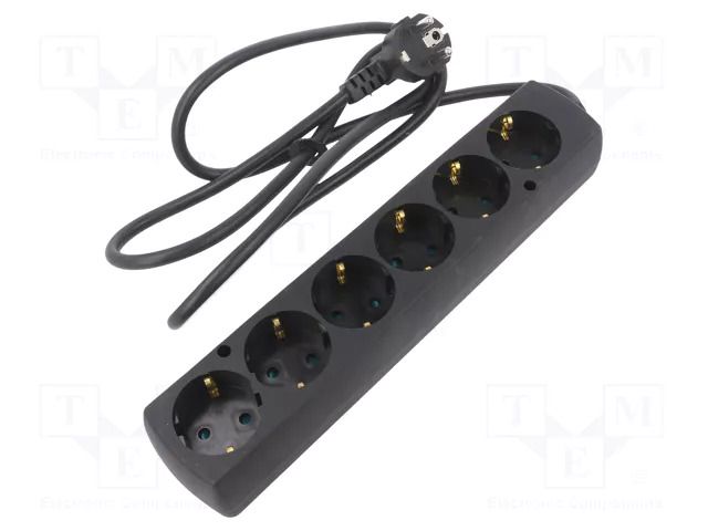Extension lead; 3x1.5mm2; Schuko; Sockets: 6; PVC; black; Len: 1.5m JONEX PS-670S/1.5-1.5BK
