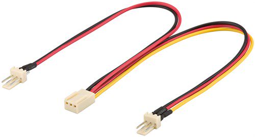 Y Power Cable for PC Fan, 3-Pin Male/Female, 0.22 m - 2 Fan male (3-Pin) > Fan female (3 pin) 93880