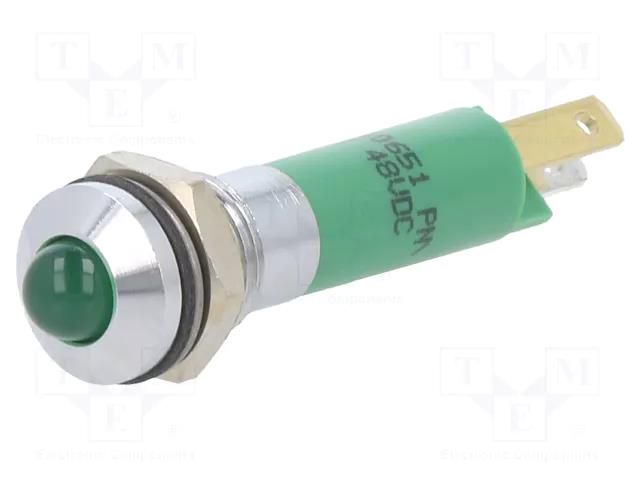 Indicator: LED; prominent; green; 48VDC; Ø8mm; metal CML INNOVATIVE TECHNOLOGIES 19040651