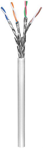 CAT 6 network cable, S/FTP (PiMF), grey, 100 m - copper-clad aluminium wire (CCA), AWG 23/1 (solid), halogen-free cable sheath (LSZH) 93956