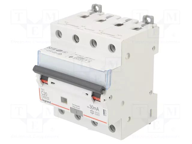 RCBO breaker; Inom: 20A; Ires: 30mA; Max surge current: 250A; IP20 LEGRAND 411235