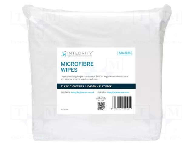 Cleaning cloth: cloth; dry; 228.6x228.6mm; microfiber; cleanroom ANTISTAT ATS-600-0205