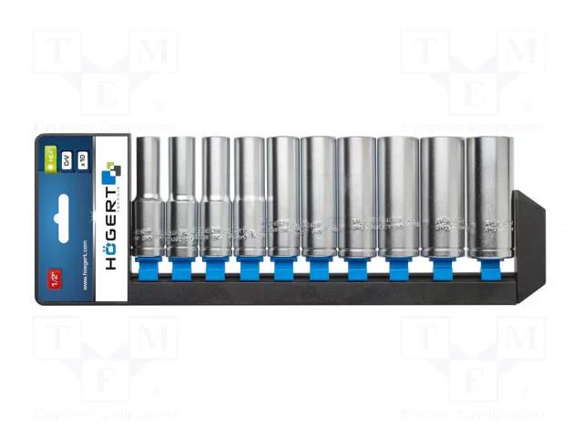 Wrench-set; 6-angles,socket spanner; Mounting: 1/2"; long; 10pcs. HÖGERT TECHNIK HT1A888