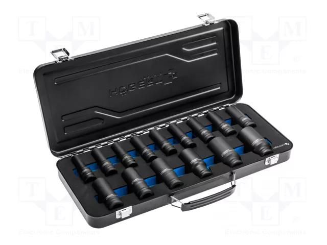 Wrenches set; socket spanner,impact; Mounting: 1/2"; 15pcs. HÖGERT TECHNIK HT4R049