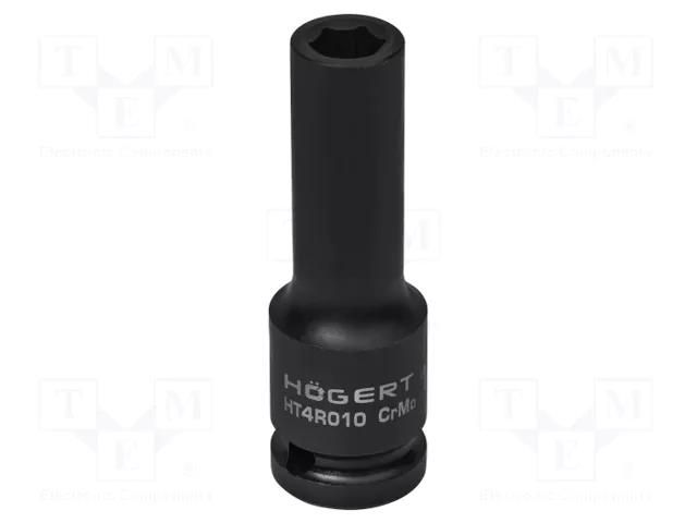 Socket; 6-angles,socket spanner,impact; HEX 10mm; 1/2"; long HÖGERT TECHNIK HT4R010