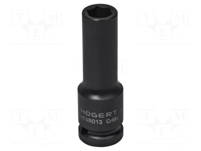 Socket; 6-angles,socket spanner,impact; HEX 13mm; 1/2"; long HÖGERT TECHNIK HT4R013