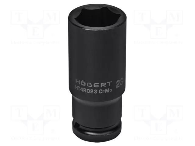 Socket; 6-angles,socket spanner,impact; HEX 23mm; 1/2"; long HÖGERT TECHNIK HT4R023