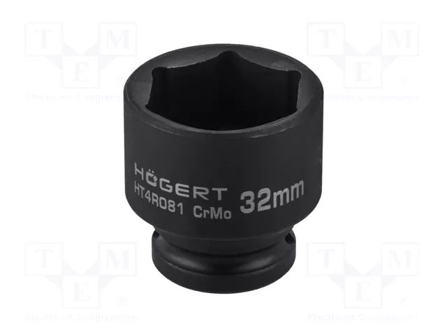 Socket; 6-angles,socket spanner,impact; HEX 32mm; 1/2"; short HÖGERT TECHNIK HT4R081