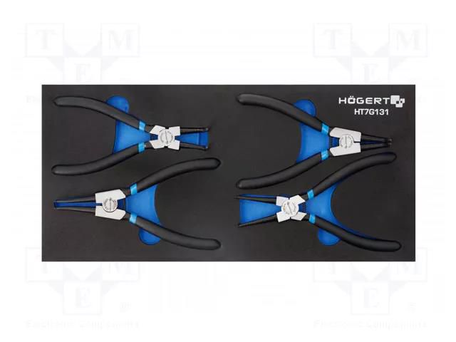 Kit: pliers; for circlip; in a foam tray; 4pcs. HÖGERT TECHNIK HT7G131