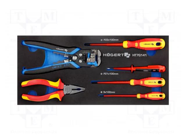 Kit: for assembly work; insulated; in a foam tray; 6pcs. HÖGERT TECHNIK HT7G141