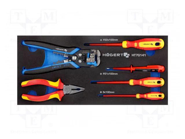 Kit: for assembly work; in a foam tray; insulated; 6pcs. HÖGERT TECHNIK HT7G141